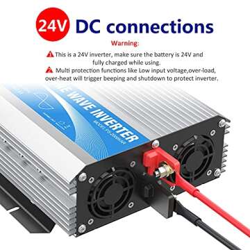 GIANDEL 24 Volt 2000 Watt Pure Sine Wave Power Inverter 24V DC to 120V AC with Dual AC Outlets with ...