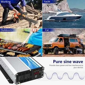 GIANDEL 24 Volt 2000 Watt Pure Sine Wave Power Inverter 24V DC to 120V AC with Dual AC Outlets with 15FT Wired Remote Control and LED Display for 24V Solar Setup,Truck Outdoor Emergency