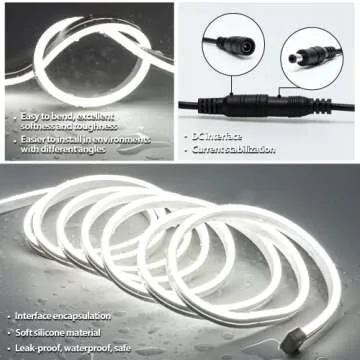 EUGOBRTEN Hollywood Style Vanity Make Up Light, 16.4ft Ultra Bright White LED neon Lights, Dimmable Touch Control Lights Strip, for Makeup Vanity Table & Bathroom Mirror, Mirror Not Included