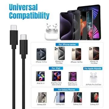 Android Charger 25W, for Samsung Charger, Super Fast Charging USB C Block, Type C Charge Cable Cord [ 6ft +10ft ] for Galaxy S25/S24 Plus/S23/S22/S21/S20/Note 20/Tablet/Watch/iPhone 16/15-Black 2Pack