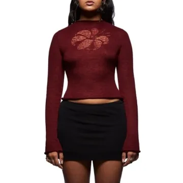 Elegant Women’s Long Sleeve Pullover Sweater with Flower Print