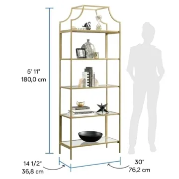 Sauder International Lux Bookcase with Glass Shelves