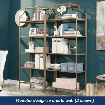 Sauder International Lux Bookcase with Glass Shelves