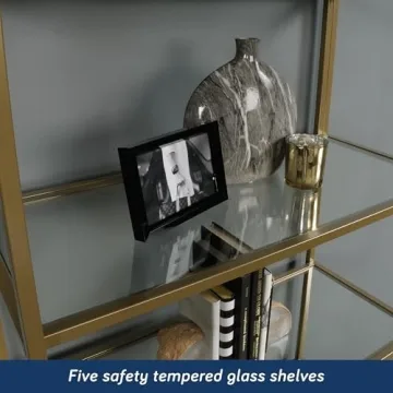 Sauder International Lux Bookcase with Glass Shelves