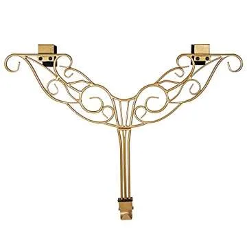[Front Door WREATH HANGER] - Antler Design | ADJUSTABLE Hook Length for Tall and Small Doors | PADDING to Prevent Damage like Scratch and Dents | Heavy Duty Cast Iron Metal Hangar (Gold)