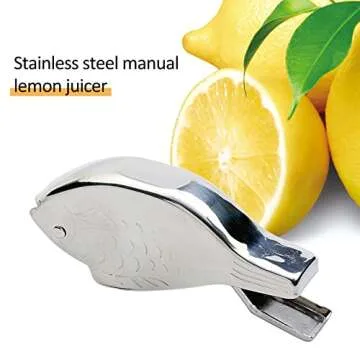 Garhelper Manual Lemon Juicer, Stainless Steel Fish Shape Lemon Squeezer, Manual Lemon Slice Squeezer, Ergonomic Design Citrus Juicer for Orange Lemon Lime Pomegranate