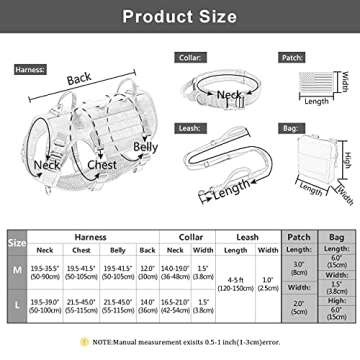 Forestpaw Tactical Dog Harness for Large Dogs,Tactical Dog Collar with Bungee Leash Set,No Pull Military Dog Harness for Dog Walking Training,Adjustable for Medium Large Dogs,Green M