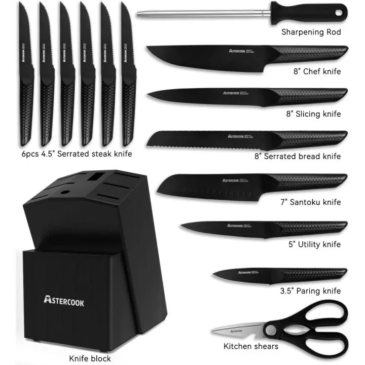 15-Piece Chef Knife Set - German Steel & Black Block