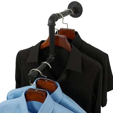 AddGrace Pipe Garment Rack 2Pack 18Inch Detachable DIY Wall Mounted Industrial Pipe Hanging Rack for Home and Clothing Store (Black) 46cm