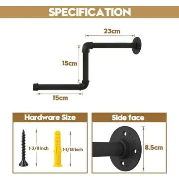 AddGrace Pipe Garment Rack 2Pack 18Inch Detachable DIY Wall Mounted Industrial Pipe Hanging Rack for Home and Clothing Store (Black) 46cm