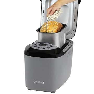 West Bend 47413 Hi-Rise Programmable Bread Maker Machine with Horizontal Dual Blade and 12 Programs,...