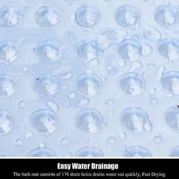 Extra Long Non Slip Bathtub Mat - 40 x 16 Inch Machine Washable Tub Mats with Suction Cups and Drain Holes for Bathroom