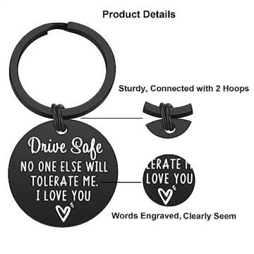 iJuqi Drive Safe Keychain Boyfriend Gifts - Valentine's Day Gifts for Him Men Funny New Driver Keyri...