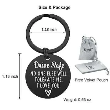 iJuqi Drive Safe Keychain Boyfriend Gifts - Valentine's Day Gifts for Him Men Funny New Driver Keyring Cute Boyfriend Husband Gifts from Girlfriend Wife