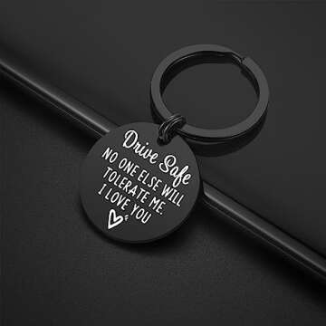iJuqi Drive Safe Keychain Boyfriend Gifts - Valentine's Day Gifts for Him Men Funny New Driver Keyring Cute Boyfriend Husband Gifts from Girlfriend Wife
