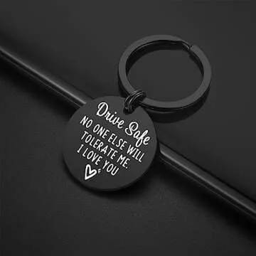 iJuqi Drive Safe Keychain Boyfriend Gifts - Valentine's Day Gifts for Him Men Funny New Driver Keyring Cute Boyfriend Husband Gifts from Girlfriend Wife