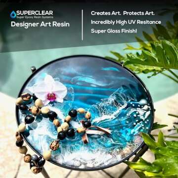 Designer Art Resin 1 Pint Kit / 16 oz, Clear Resin Epoxy for Craft Resin Art DIY, Bubble Free, High Gloss Finish, Food Grade Safe, BPA & VOC Free, Non-Toxic, Jewelry, Decor, Wood, Wall Art, Tumblers