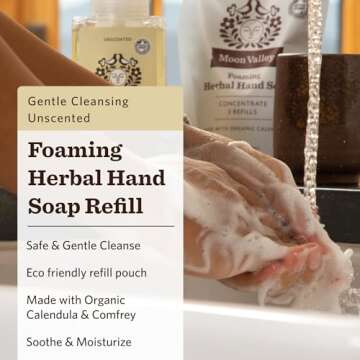 Moon Valley Foaming Hand Soap Refill Pouch, Two-Pack Unscented Soap, Vegan and Non-GMO, Environmenta...