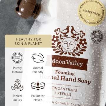 Moon Valley Foaming Hand Soap Refill Pouch, Two-Pack Unscented Soap, Vegan and Non-GMO, Environmentally Friendly Option