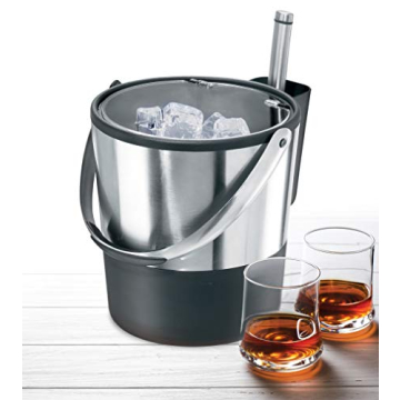 Oggi Insulated Ice Bucket: 4 Quart, Stainless Steel, Black