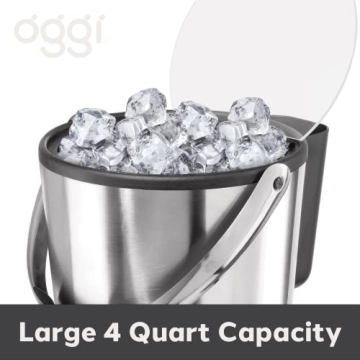 Oggi Insulated Ice Bucket: 4 Quart, Stainless Steel, Black
