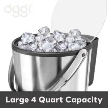 Oggi Insulated Ice Bucket: 4 Quart, Stainless Steel, Black