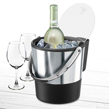 Oggi Insulated Ice Bucket: 4 Quart, Stainless Steel, Black