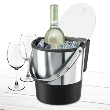 Oggi Insulated Ice Bucket: 4 Quart, Stainless Steel, Black