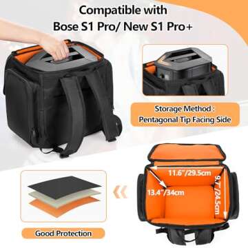 CURMIO Travel Carrying Case Backpack Compatible with Bose S1 Pro/ S1 Pro+ Portable Bluetooth Speaker...
