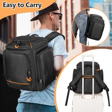 CURMIO Travel Carrying Case Backpack Compatible with Bose S1 Pro/ S1 Pro+ Portable Bluetooth Speaker, Bluetooth Speaker Bag with Shoulder Straps and Accessory Pockets for Microphone, Charger, Cable