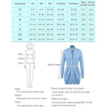 GRACE KARIN Open Front Cardigan Sweater for Women Long Sleeve Open Front Lightweight Soft Plus Size Cardigan Grey Blue XL
