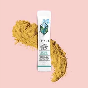 Pique Organic Mint Green Tea Crystals - Support Healthy Digestion, Immunity and Energy. Caffeinated Green Tea with Spearmint - 14 Single Serve Sticks (Pack of 1)