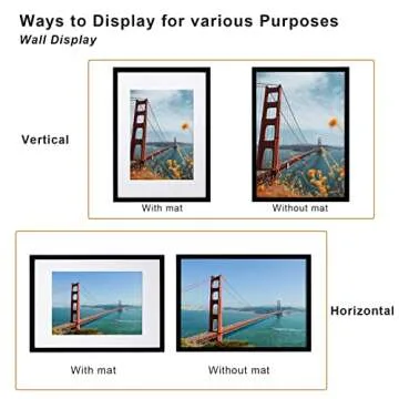 KINLINK A3 Picture Frame Black Set of 2, Wooden Photo Frames Matted A4 with Plexiglass for A4 with Mat or A3 without Mat for Wall Display