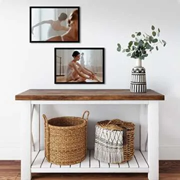 KINLINK A3 Picture Frame Black Set of 2, Wooden Photo Frames Matted A4 with Plexiglass for A4 with Mat or A3 without Mat for Wall Display