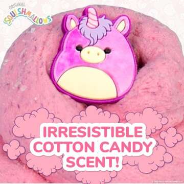 Original Squishmallows Lola The Unicorn Premium Scented Slime, Cotton Candy Scented, 8 oz. Fluffy Sl...