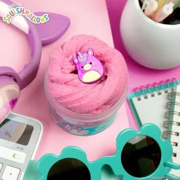 Original Squishmallows Lola The Unicorn Premium Scented Slime, Cotton Candy Scented, 8 oz. Fluffy Slime, 2 Fun Slime Add Ins, Pre-Made Slime for Kids, Great 6 Year Old Toys, Super Soft Slime Toy