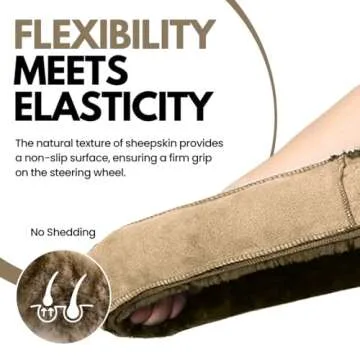 Andalus Brands Australian Sheepskin Steering Wheel Cover, Anti-Slip Universal 15 Inch Fuzzy Steering Wheel Cover Offers a Plush Velvet-Like Touch, Eco-Friendly Fluffy Steering Wheel Cover (Tan)