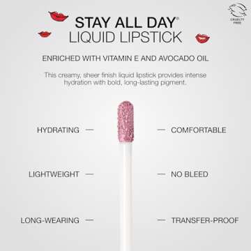 stila Stay All Day Liquid Lipstick, Sheer Matte Finish | Long-Lasting Color Wear, No Transfer or Bleed | Lightweight, Hydrating with vitamin E & Avocado Oil for Soft Lips | 0.10 Fl. Oz., Sheer Patina