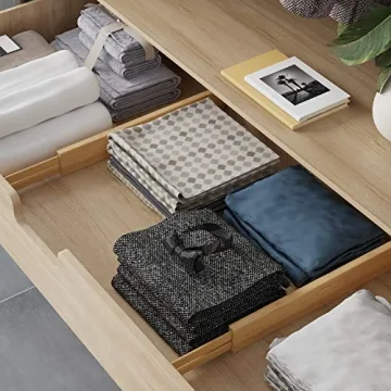 BAMEOS Bamboo Drawer Organizers for Kitchen & Home