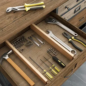 BAMEOS Bamboo Drawer Organizers for Kitchen & Home