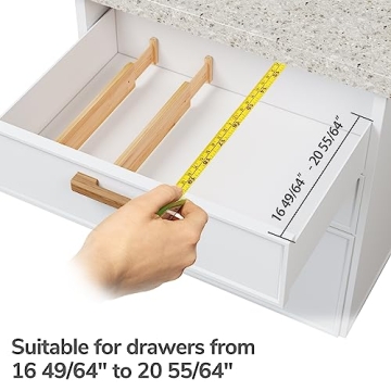 BAMEOS Bamboo Drawer Organizers for Kitchen & Home