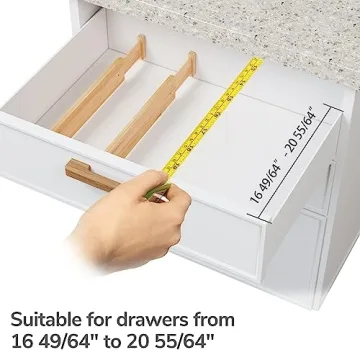 BAMEOS Bamboo Drawer Organizers for Kitchen & Home