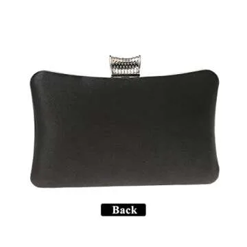 DA BODAN Elegant Satin Rhinestone Clutch for Weddings
