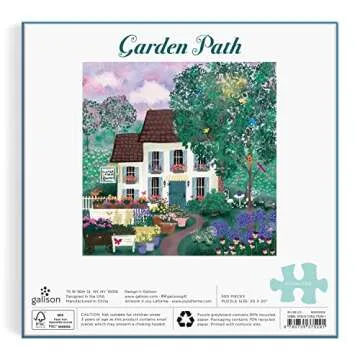 Galison Garden Path – 500 Piece Puzzle Fun and Challenging Activity with Bright and Bold Artwork of Country Cottage and Plant Path for Adults and Families