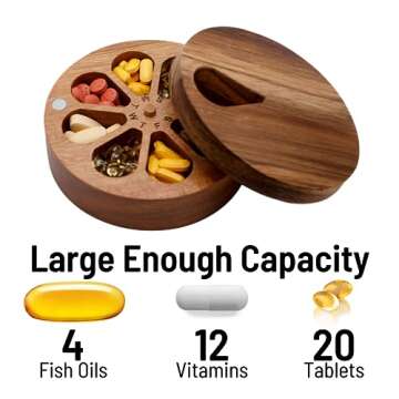 Elegant Wood Daily Weekly Medicine Organizer - Travel Safe & Stylish Pill Holder
