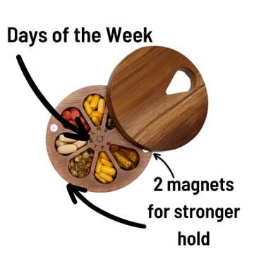 Wood Daily Weekly Medicine Organizer for Stylish Health Management