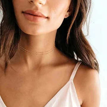 MEVECCO Gold Layered Satellite Chain Choker Necklace