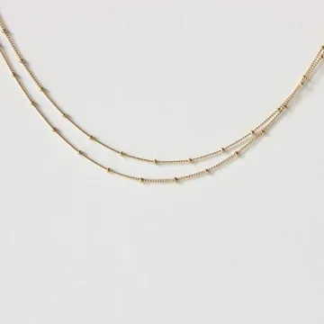 MEVECCO Gold Layered Satellite Chain Choker Necklace