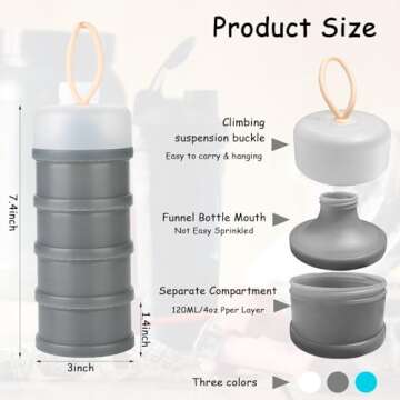 Ysglory 3 Packs Protein Powder Storage Container 4 Stackable Formula Dispenser Portable Protein Powd...