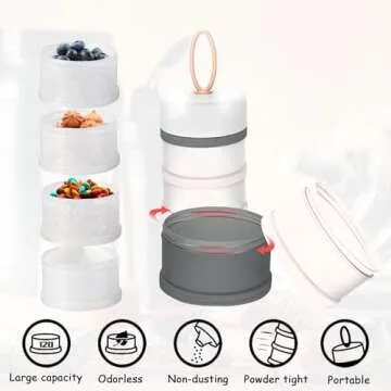 Ysglory 3 Packs Protein Powder Storage Container 4 Stackable Formula Dispenser Portable Protein Powder Travel Container Milk Powder Container to Go for Workout, Fitness, Travel (Gray,White,Blue)